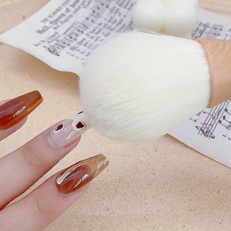 Escova de limpeza de poeira para unhas, escova para manicure, arte em unhas, cabeça grande, flor, pó, blush, salão de beleza, maquiagem, beleza, acessórios para unhas