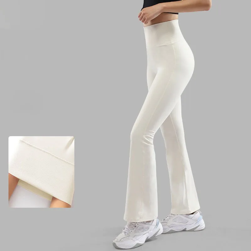 

Голые расклешенные брюки для йоги с высокой талией, подтягивающие бедра, брюки-клеш для фитнеса, женские повседневные брюки для бега на открытом воздухе