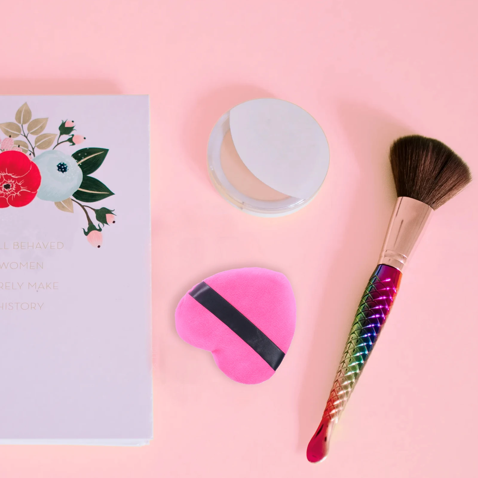 4 pezzi di cotone a forma di cuore soffio in polvere spugna per trucco in poliestere salvietta per il viso corpo minerale sciolto finitura naturale per il viso