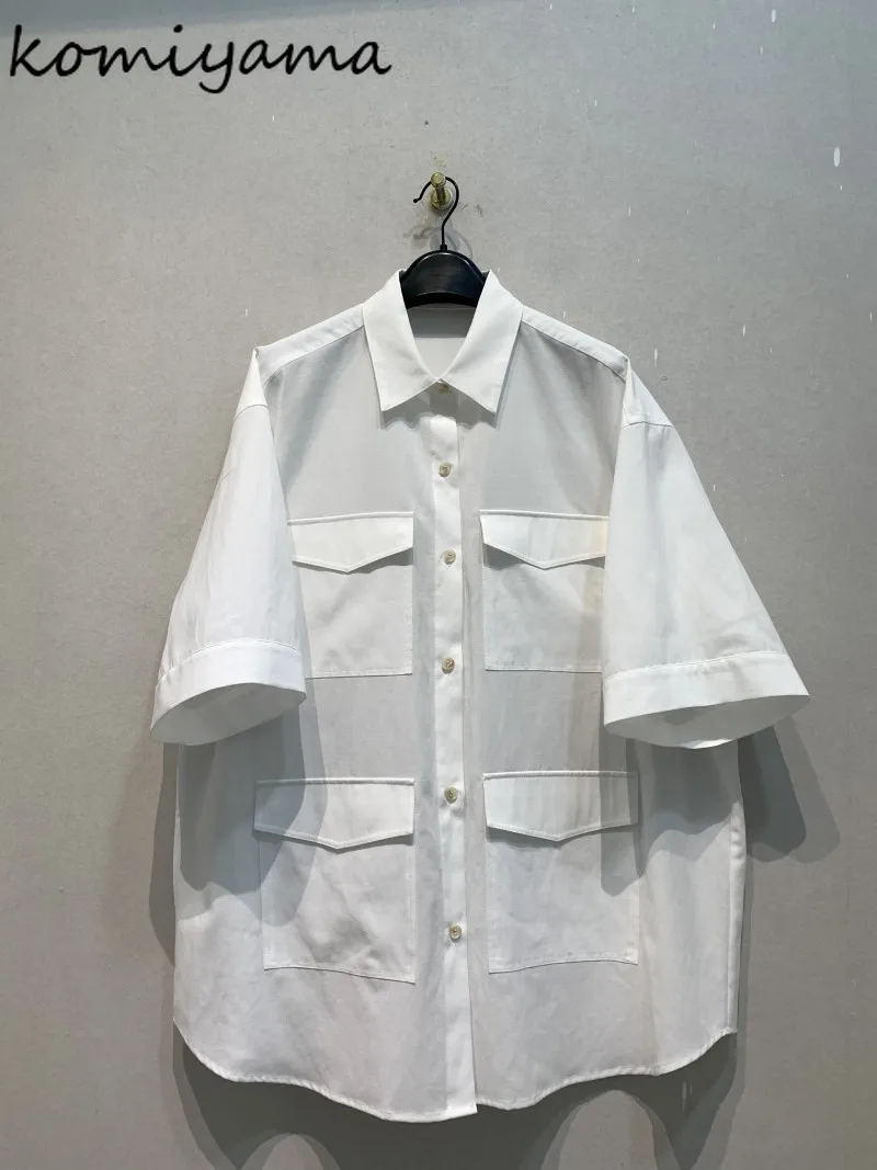 

Loose Short Sleeve Shirts & Blouses Turn Down Collar Blusas Mujer 2025 Summer Woman Clothing Single Breasted Camisas Tops