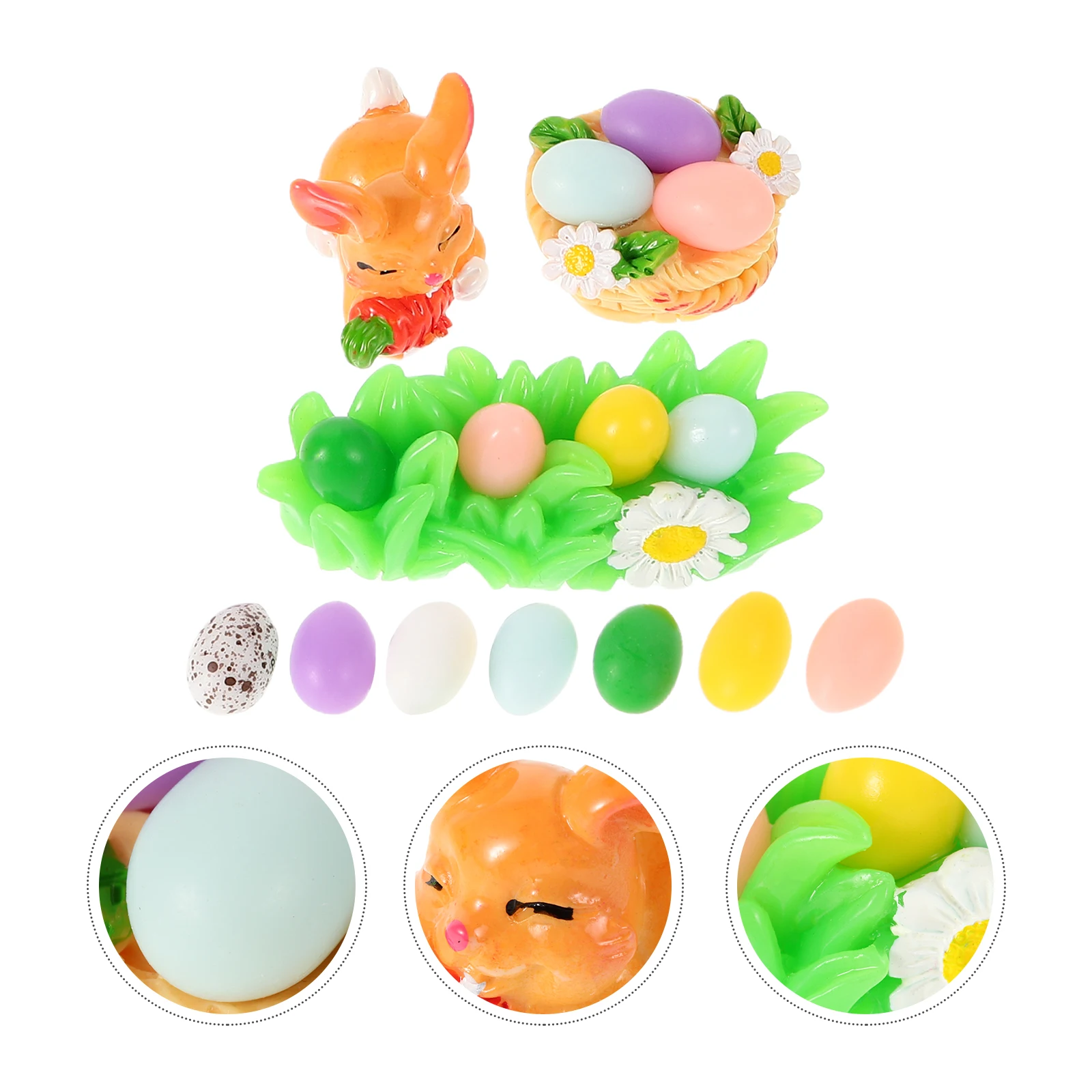 

10 Pcs Easter Decorations Diy Crafts Bunny Egg Table Centerpieces Nest Desktop Resin Tabletop Ornament