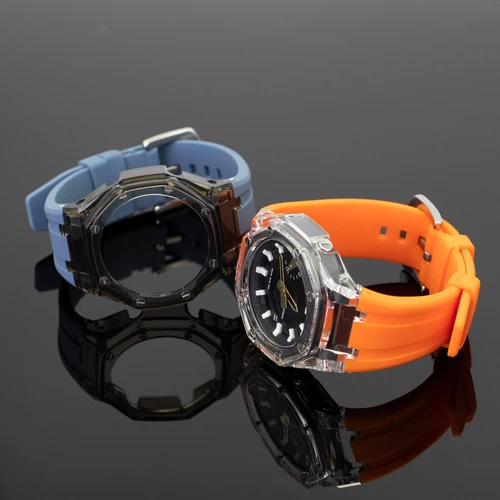 Imagen 2 del producto Kit Mod transparente para Casioak GA2100 GA2110 GAB2100, funda de PC, cubierta de correa de goma para GA2100 GA2110, accesorios de repuesto