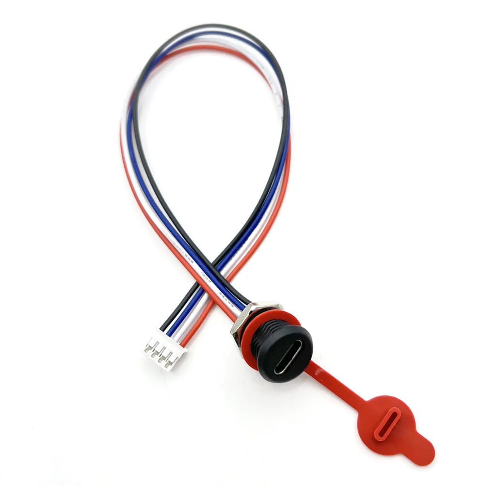 Imagem -03 - Usb tipo c Tomada de Carregamento Rápido com Porca Placa de Bloqueio Tomada Fêmea Impermeável Conector Fêmea Alta Corrente 2p 4p Ph2.0 50 Pcs