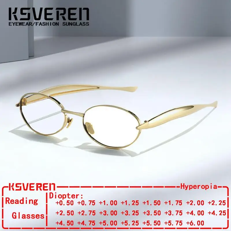 

Men Women Blue Light Blocking Small Frame Reading Glasses Alloy Presbyopic Eyeglasses Clear Lens Prescription Optical Glasses