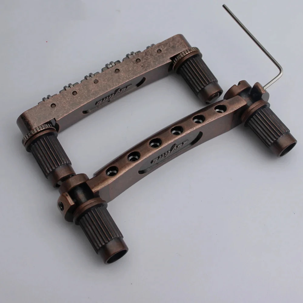 Guitar Stop Bar Tailpiece with Anchors +Tune O Matic Roller Saddle Guitar Bridge Studs Bronze color for  SG  LP Guitars