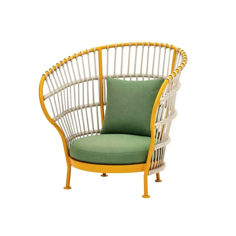 Outdoor rattan sofa courtyard leisure sunscreen waterproof combination rattan chair Nordic terrace garden open-air outdoor