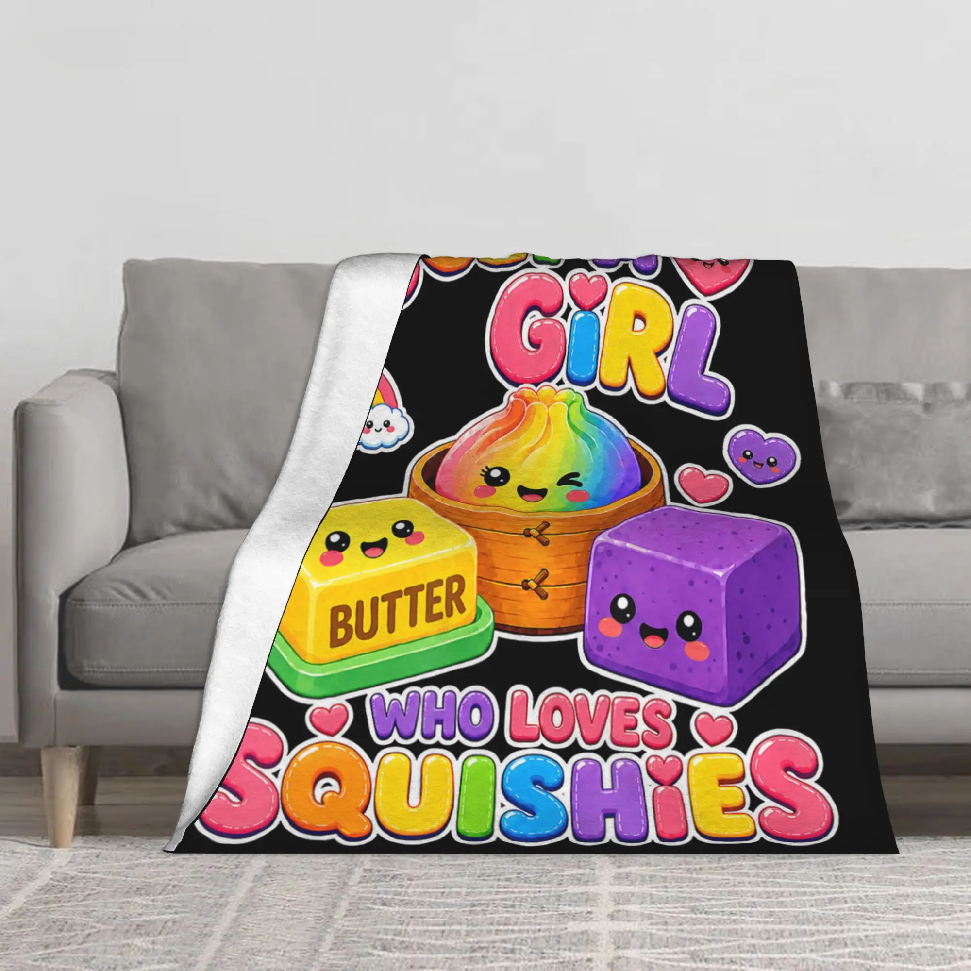 1PC Just A Girl Who Loves Squishies Blanket Throw Blanket Novelty Warm Blanket All Season Gift