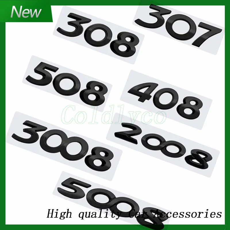 

Gloss Black Car Emblem Metal Decorative Strips Badge Logo Body Decals Sticker For 107 206 207 208 301 307 308 407 508