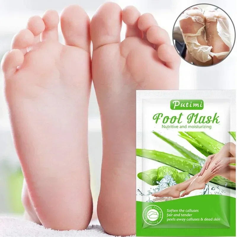 Aloe Vera Foot Mask Peeling for Legs Feet Mask Exfoliating Socks Scrub for Pedicure Anti Crack Heel Remove Skin Foot Patch