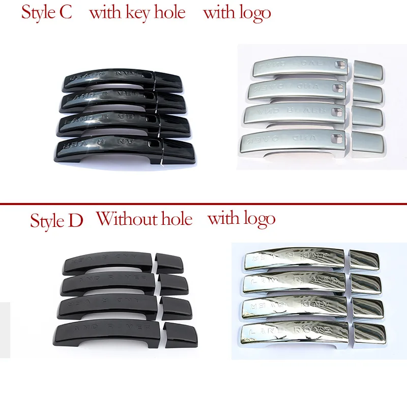 8pcs Black Car Door Handles Decorative Cover Trim For Land Rover discovery 4 LR4 RR Sport Freelander 2 Exterior Accessories