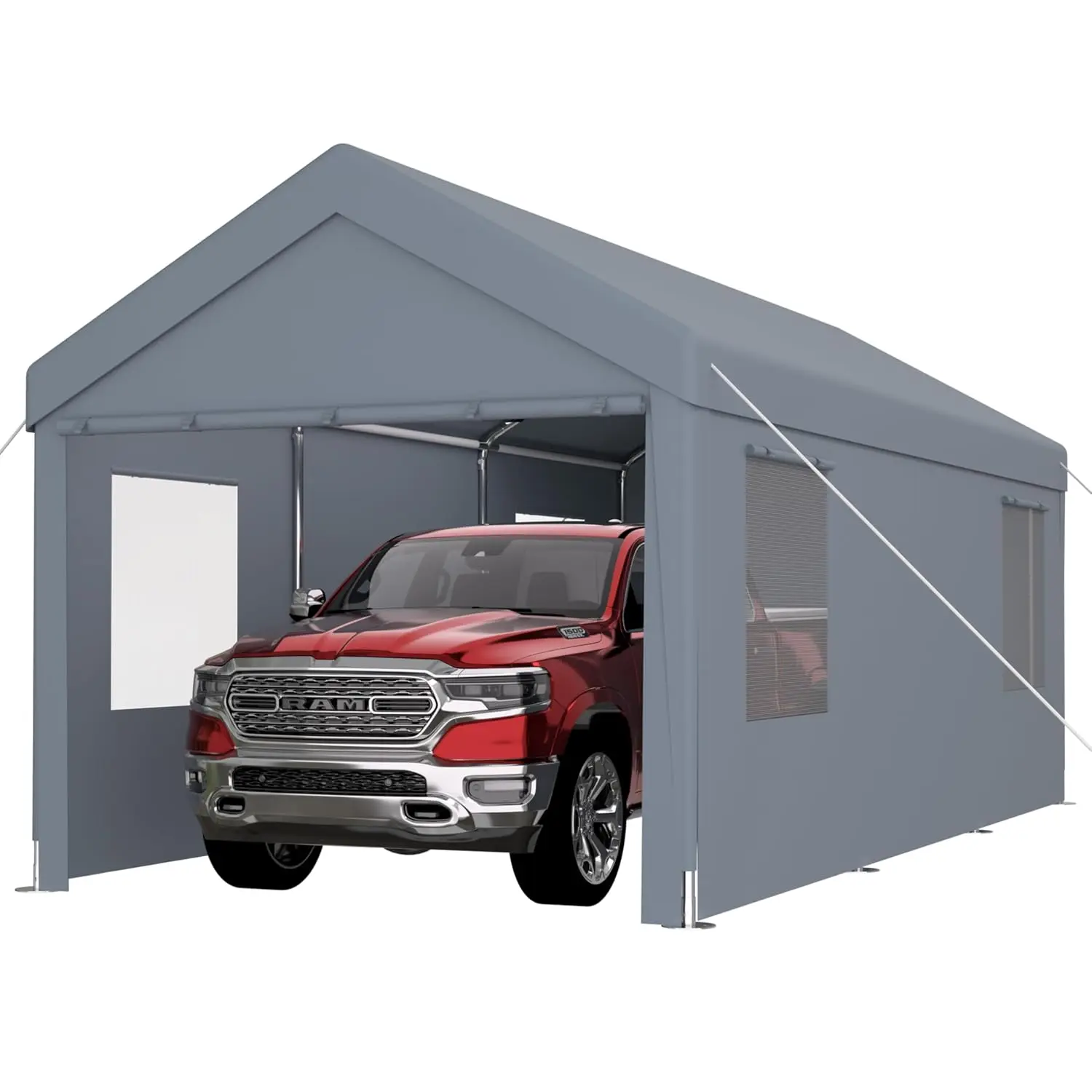 10x20 Heavy Duty Carport Canopy with 2 Roll-up Doors & 4 Ventilated Windows, Outdoor Shelter for Car Truck Boat, Customized