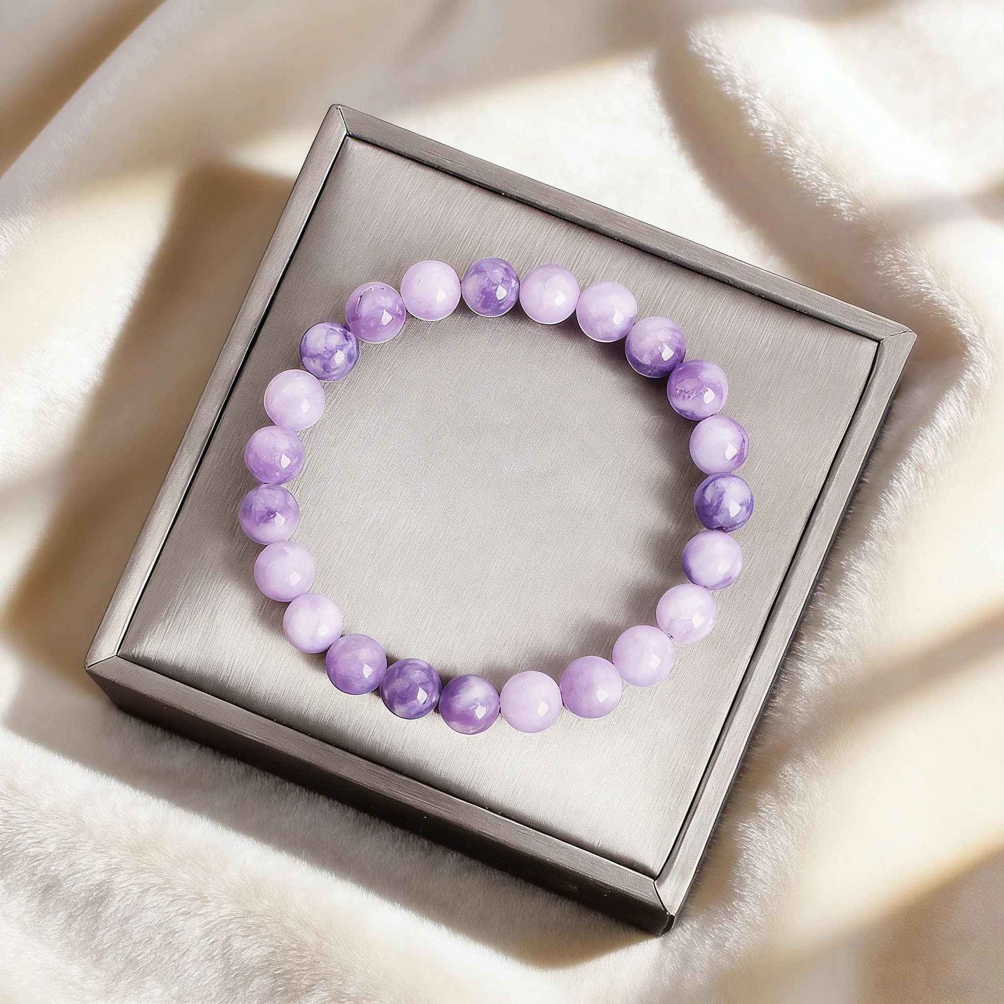 Natural Stone Purple Mica Bracelet Stone Beaded 6 8 10mm Healing Reiki Vitality Bracelet Charm Spiritual Protection Gift Jewelry