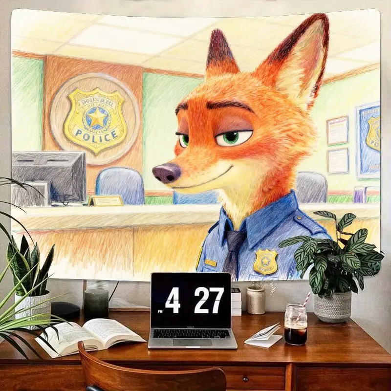 

1 шт. Nick Wilde Zootopia мультяшный гобелен красочный настенный художественный домашний декор идеально подходит для любителей фильмов Диснея и любителей животных