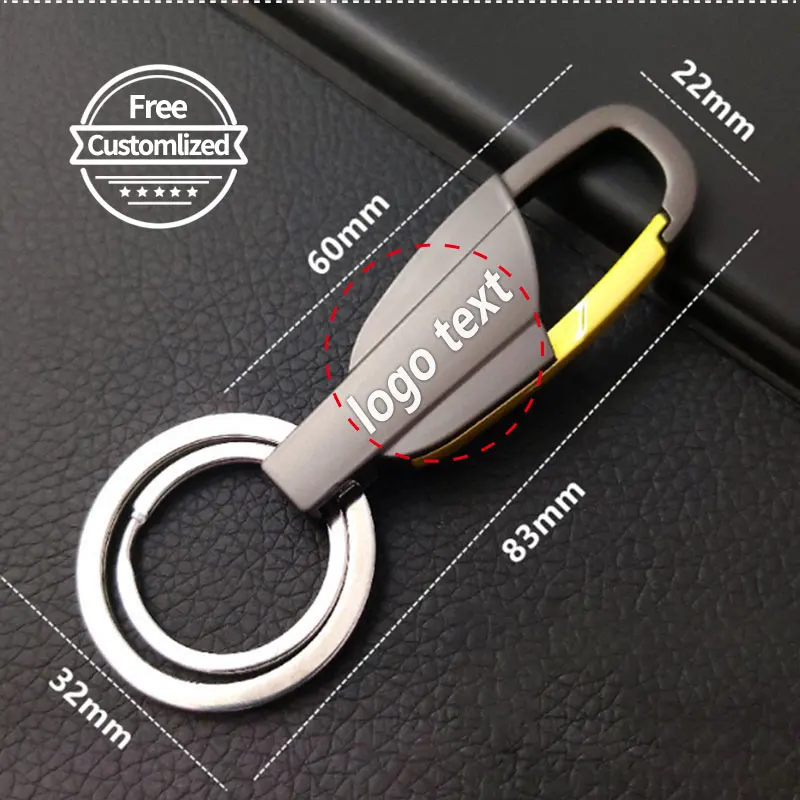 Metal Men Key Ring Black Clasp Keyring Waist Buckle Leather Keychain   Car Keychain Jewelry Gift Free Laser Engraving LOGO