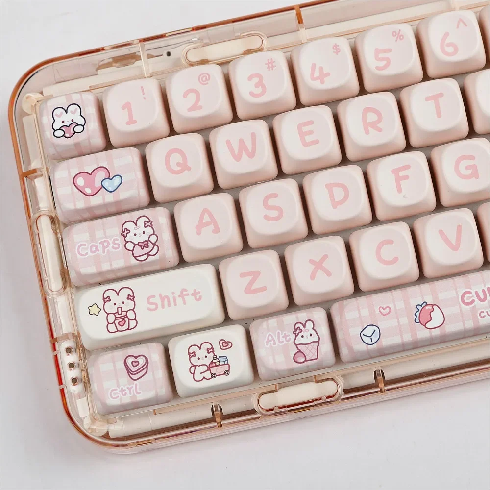 Snack Coelho Keycaps, Teclado Mecânico Rosa, Moa Keycaps, Wooting Material PBT para HI75, 68, 98, 99, 104, Switches MX