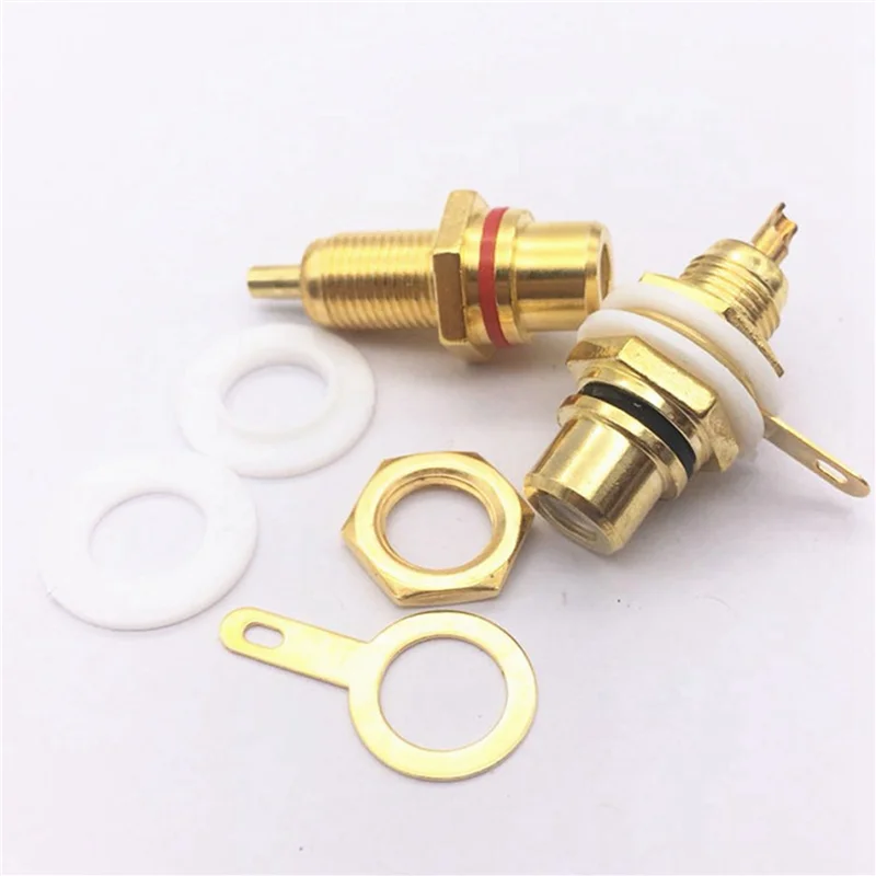 

Premium-60Pcs Gold Plated RCA Terminal Jack Plug Female Socket Chassis Panel Connector For Amplifier Speaker
