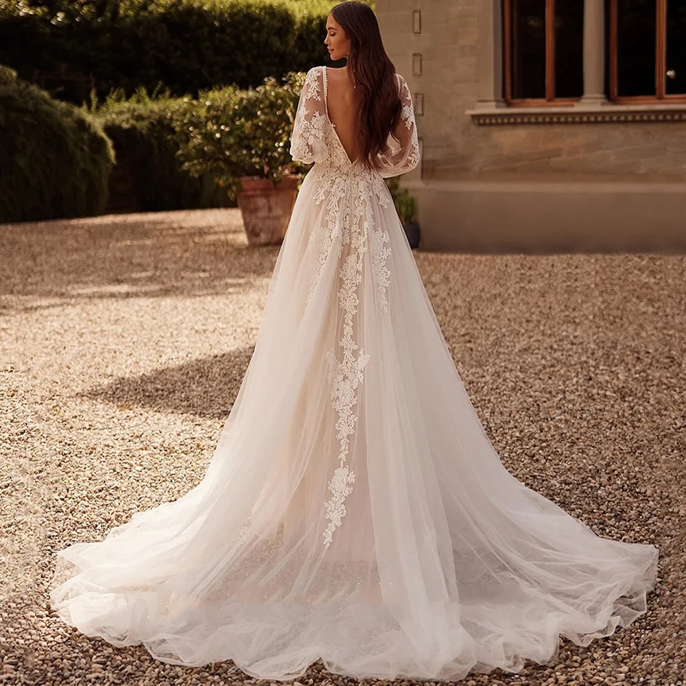 Charming V Neck Wedding Dresses for Ladies Elegant A Line Bridal Gowns Exquisite Ivory Vestidos De Novia 2025 New Summer