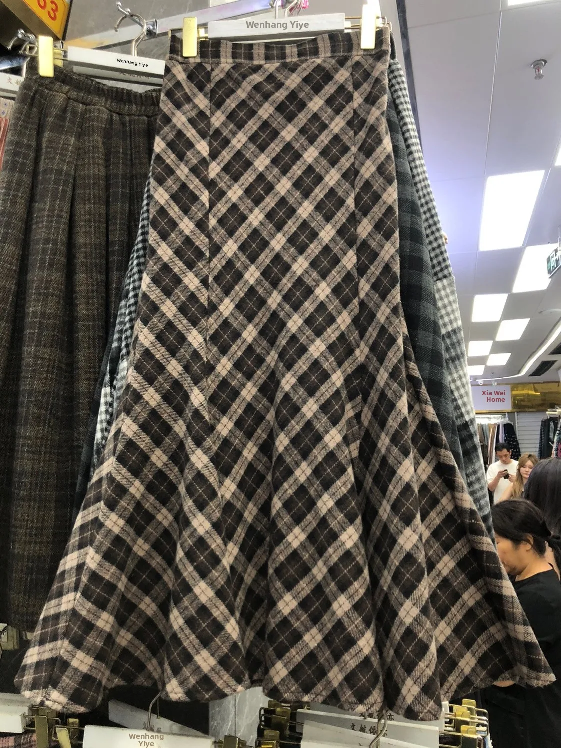 

Ретро-юбка из твида в клетку для женщин, осенне-зимняя, приталенная, А-силуэт, длинная, с завышенной талией, повседневная