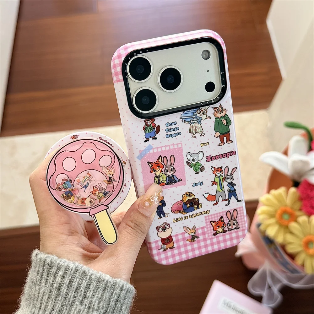 

Polka Dot Zootopia Cartoon Magnetic For Magsafe Stand Kawaii Phone Case for iPhone 17 Pro 15 14 13 16 Pro Max Fundas Cute Cover