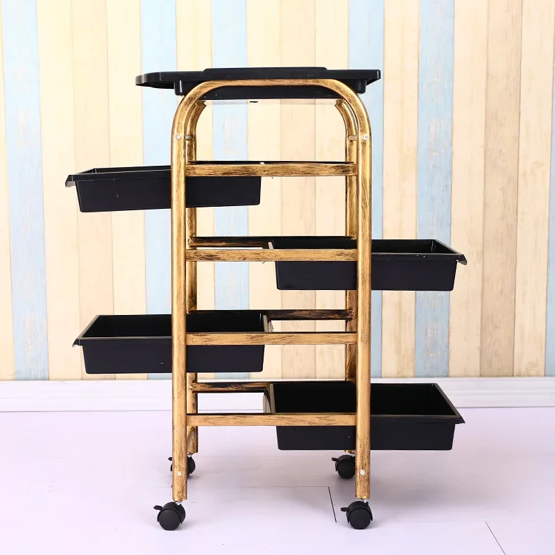 

Retro Salon Trolley: Multifunctional Hairdresser Cart with Drawers, Classic Beauty Equipment Storage, Mobile Organizer