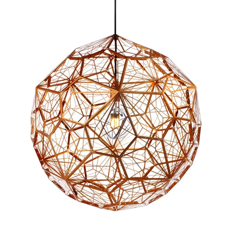 Nordic Italian Gold Copper Silver Etched Mesh Pendant LightEmbroidered Ball Shaped StainlessSteelRestaurant BedroomPendant Light