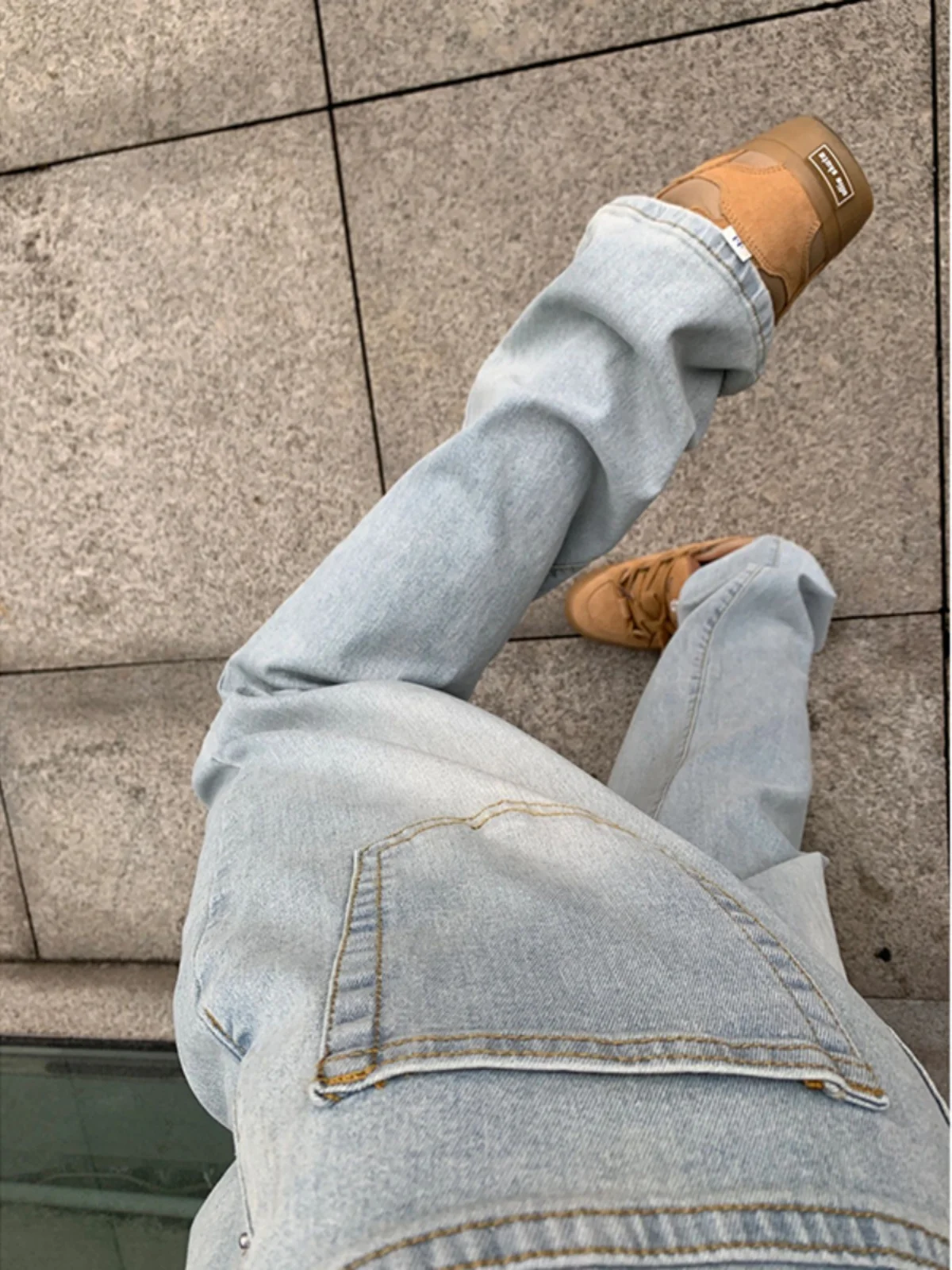 

Cleanfit American Vibe Men's Jeans Clean Waed Yellow Clay Straight Leg Slim Fit Long Trousers Casual Youth Faion Jeans