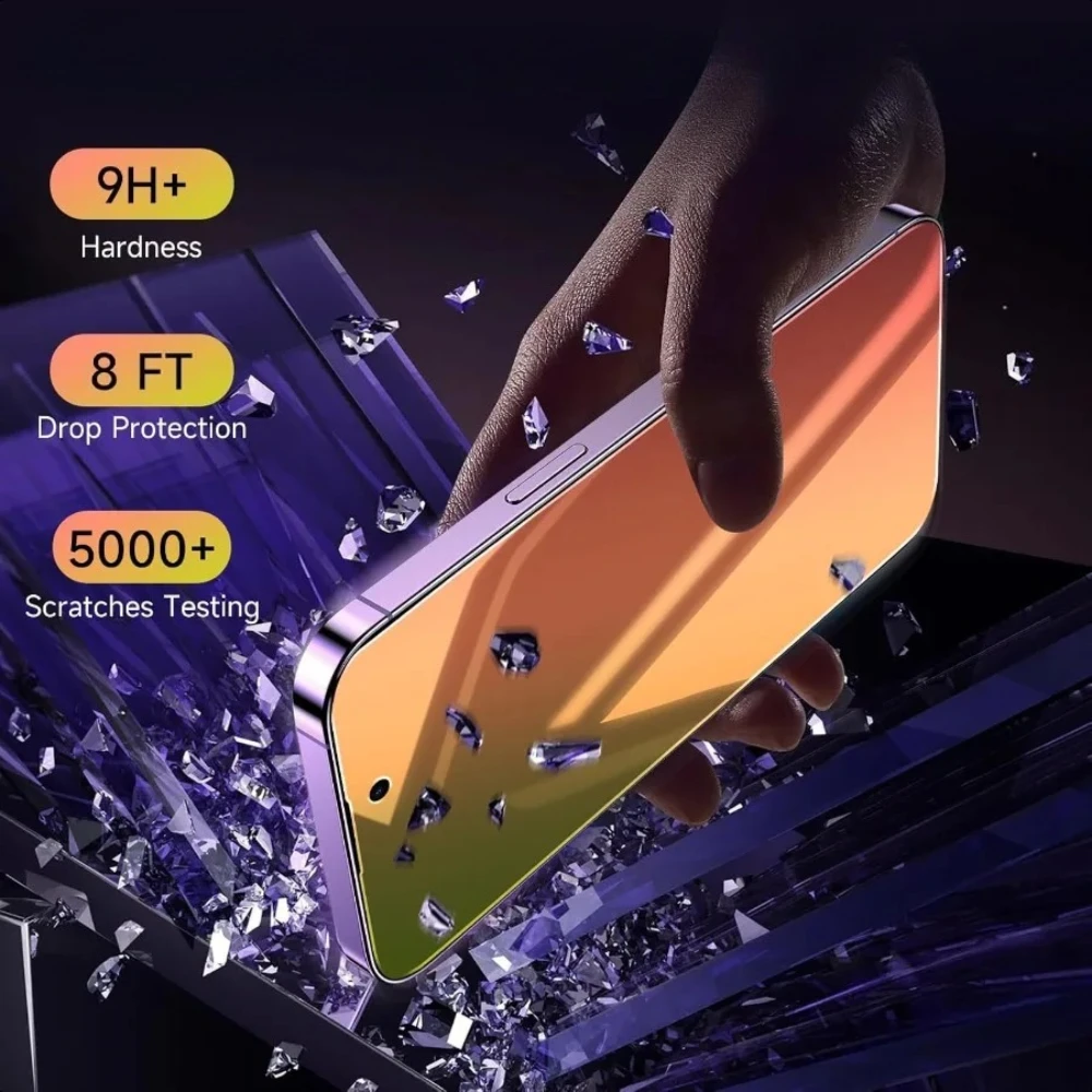 NNBILI 3-teiliger Blickschutz-Displayschutz geeignet für iPhone 18 Pro Max Schutzfolie blasenfrei kratzfest vollständige Abdeckung Farbverlauf – Detail 5