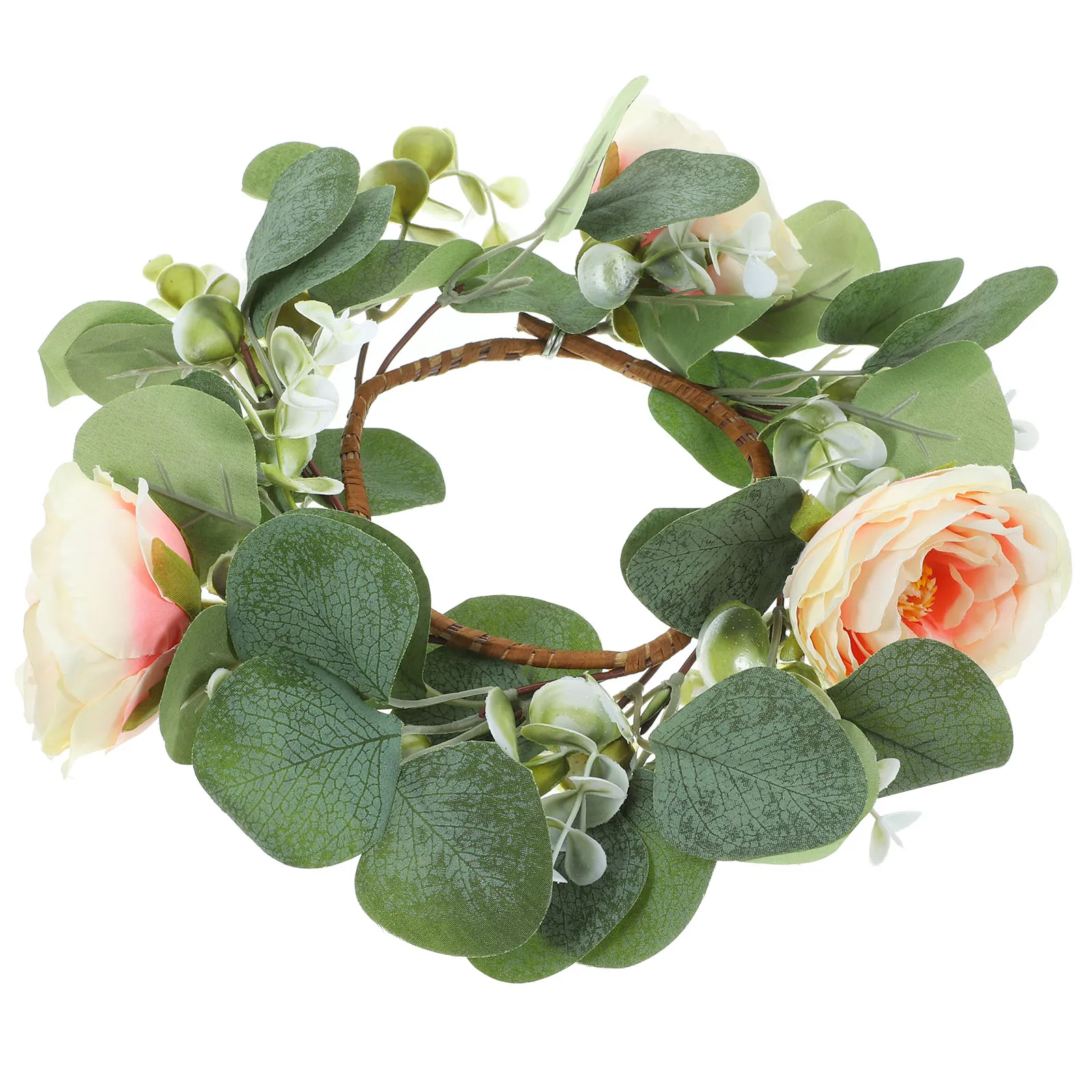 

Simulated Wreath 30CM Gold Eucalyptus Leaves Artificial Plant Wreaths Tea Light Ring Christmas Home Decor