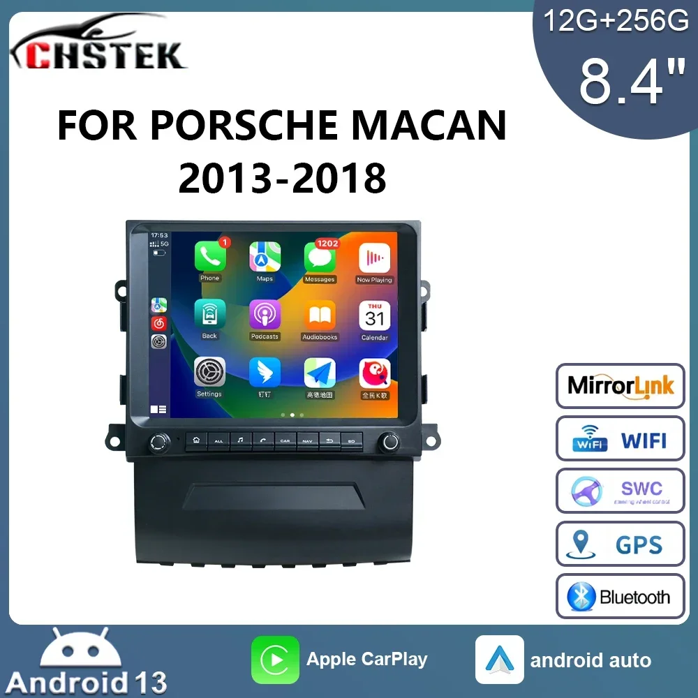 

CHSTEK Car Radio GPS 4G Carplay Android 13 for Porsche Macan 2013-2018 multimedia player Navigation Qualcomm Auto Stereo Wifi