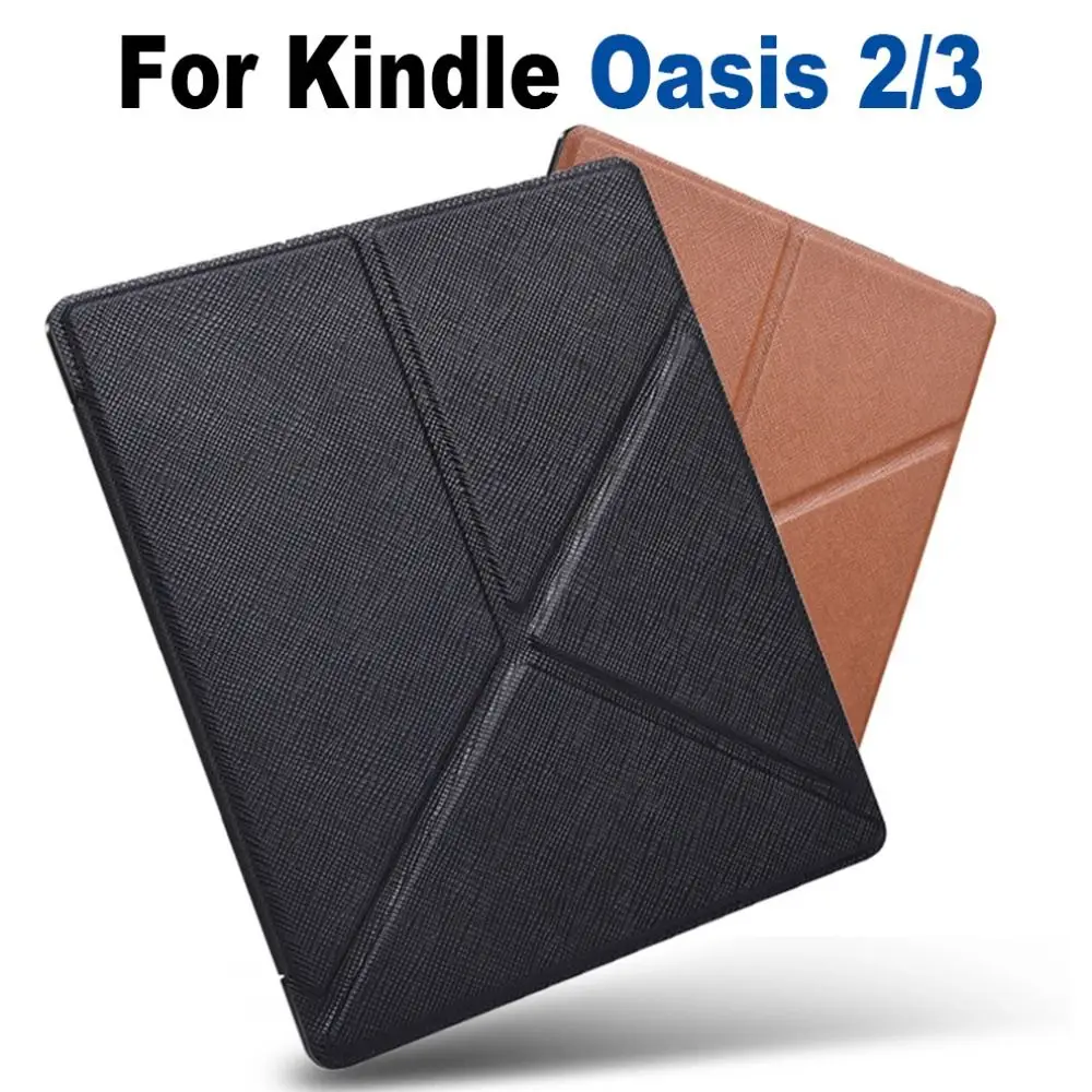 Smart Cover PU Leather Folio Stand Case For Amazon Kindle Oasis 2/3 Folding 7 inch E-book Reader Shell 9/10th Generation Funda