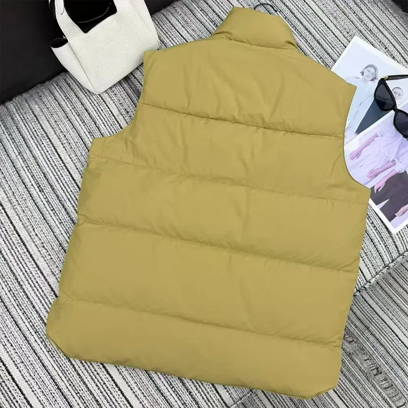 معطف شتوي نسائي عالي الجودة باللون الأبيض من ريش الإوز تحتوي على جيبين ثلاثي الأبعاد ملابس كلاسيكية 25120807 #2