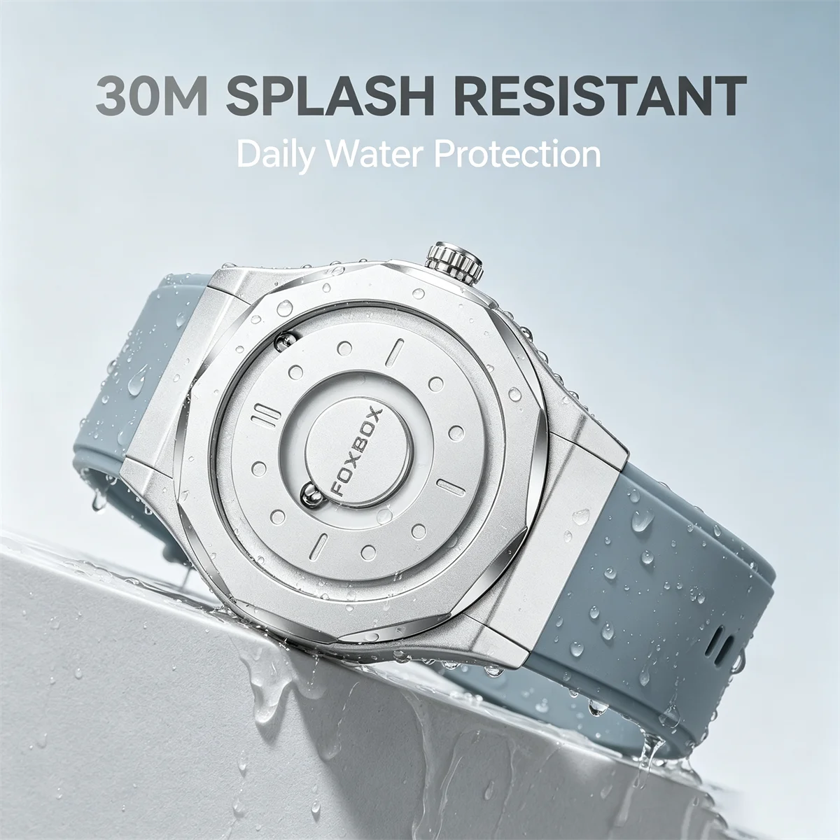 FOXBOX Men's Watches Scrolling Pointer Magnetic Force Quartz Waterproof Sports Men Wristwatch Fashion Men Watch Reloj Hommes