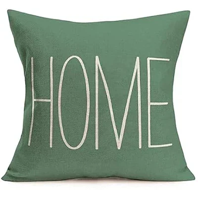 Linen Throw Pillowcase Home Green Geometric Wavy Arrow Design Home Decoration Cushion Cover Square Pillowcase