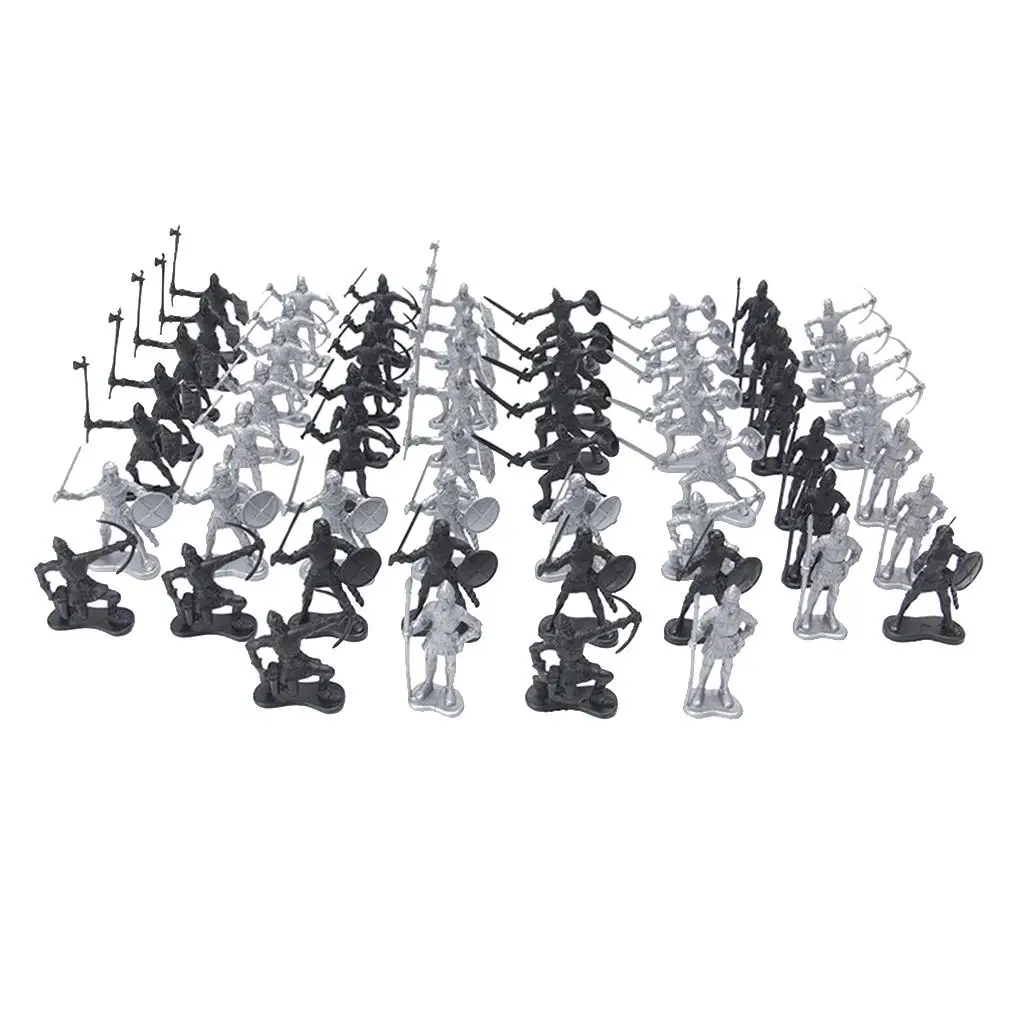 60pcs / Pack Medieval Soldiers Figures Model Playset Children