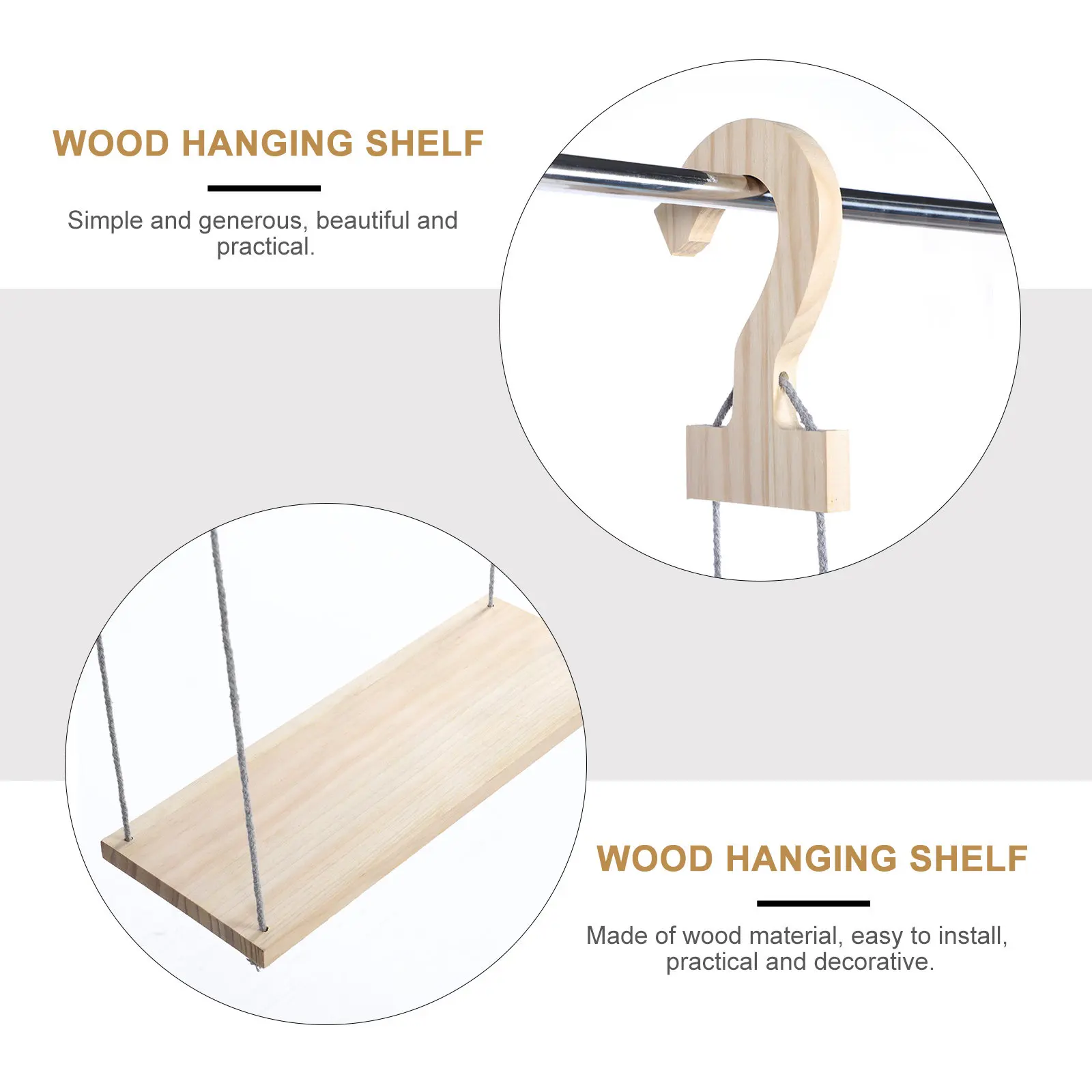 

Деревянная настенная полка-органайзер для спальни, детской, гостиной, декоративная, простая, в форме качелей