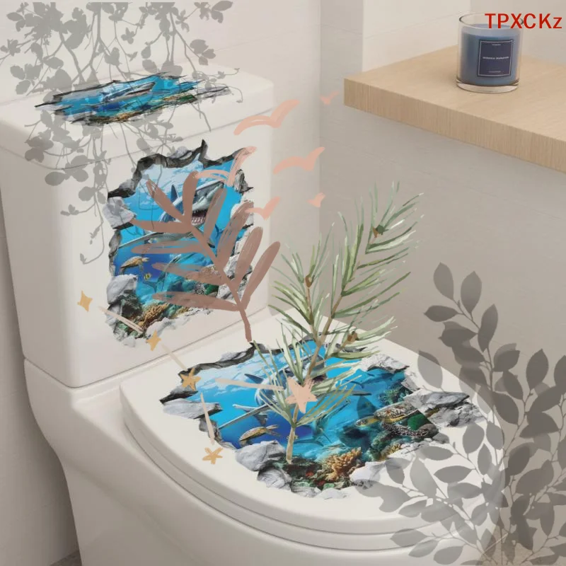 Наклейка-на-унитаз-Разбивая-стену-с-изображением-акулы-водонепроницаемая-противоскользящая-съемная-для-ванной-комнаты-и-пляжа