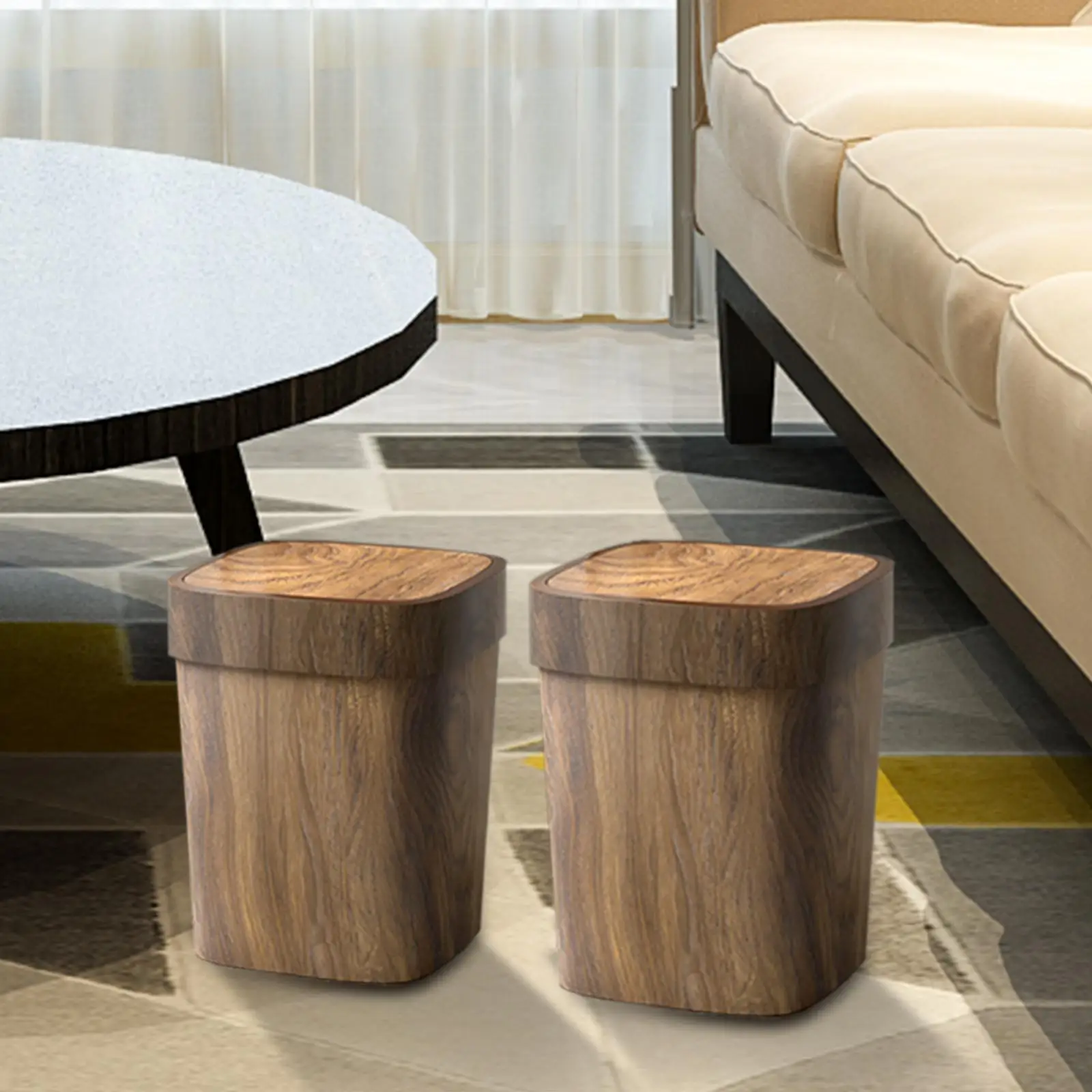 Natural Wooden Trash Can, Contemporary for Bathroom And Living Room