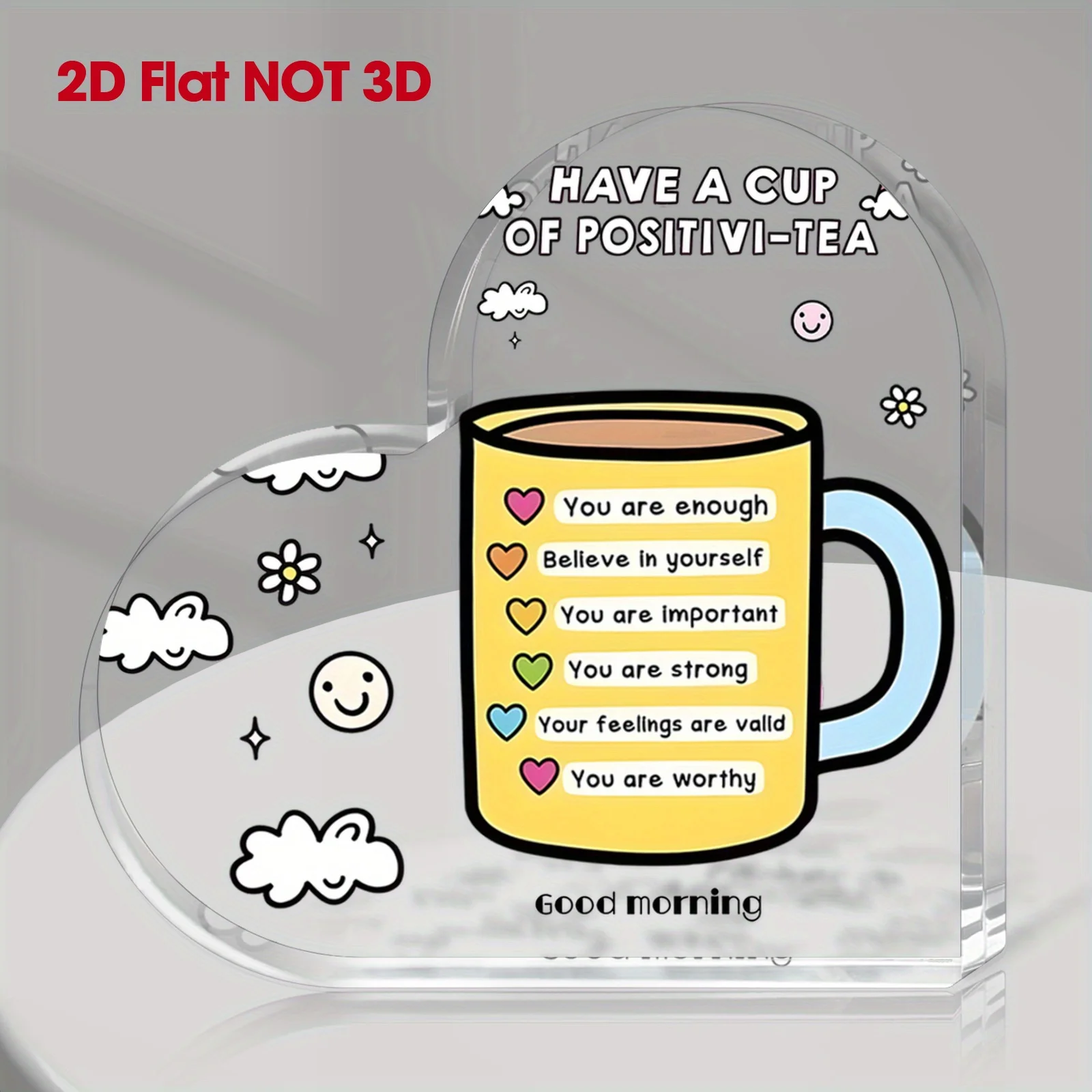 Pancarte Motivationnelle Cœur - Décoration d'Affirmation Positive pour Bureau, Cadeau de Renforcement de l'Estime de Soi pour la Maison, le Bureau, Anniversaire, Noël, Saint-Valentin