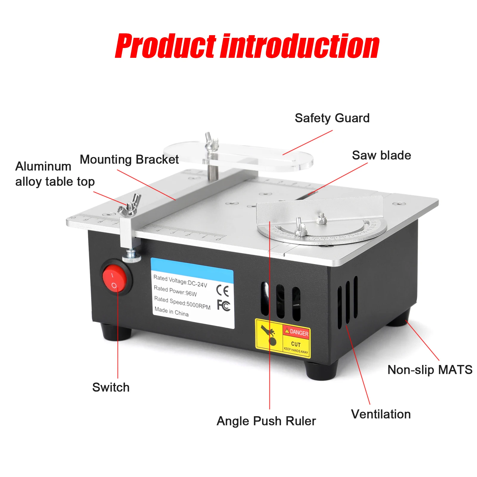 Multifunction Mini Table Saw Electric Small Bench Saw DIY Hobby Model Crafts Cutting Tool Motor DC12V-24V Liftable Saw