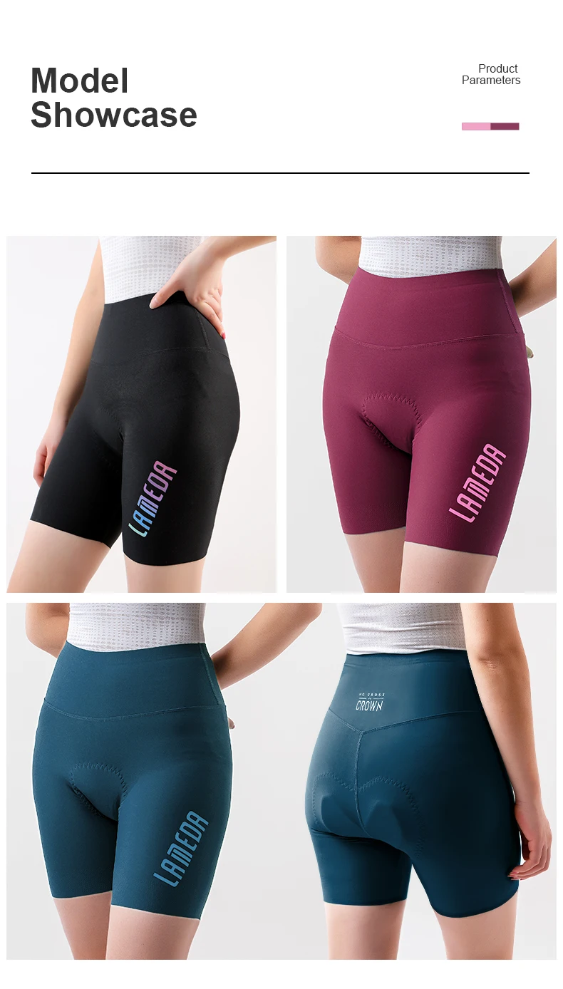 LAMEDA Damen-Radlerhose mit Polsterung, Hochgeschnittene Straßen- und MTB-Fahrradhose, Professionelle Rutschfeste Radlerhose – Detail 9