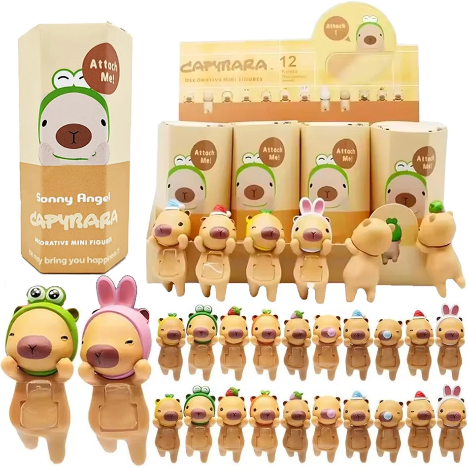 1set Cartoon Capybara Sonny Angel Doll Ornaments Lie Prone Capybara Children's Blind Box Toys Navigation Desktop Decorative Toys