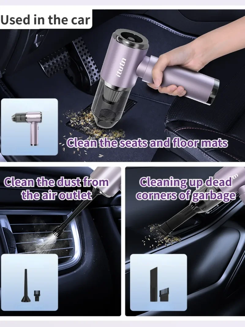 مكنسة كهربائية للسيارة لاسلكية 98000PA، آلة تنظيف محمولة للوحة المفاتيح، منظف محمول صغير قوي للسيارة والمنزل