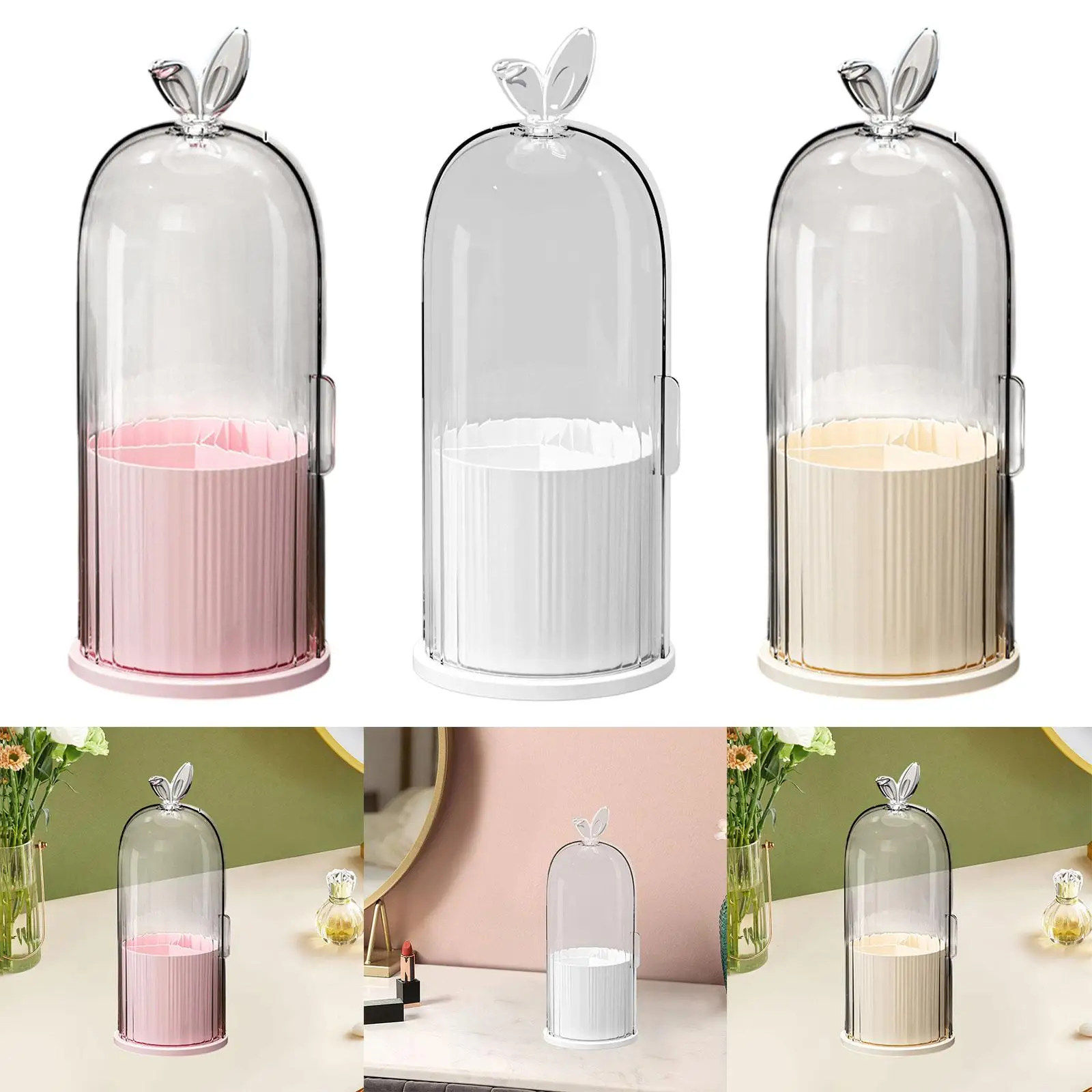 حامل فرشاة المكياج منظم مستحضرات التجميل مع غطاء منظم قرطاسية سطح المكتب بسعة كبيرة للحمام وغرفة المعيشة