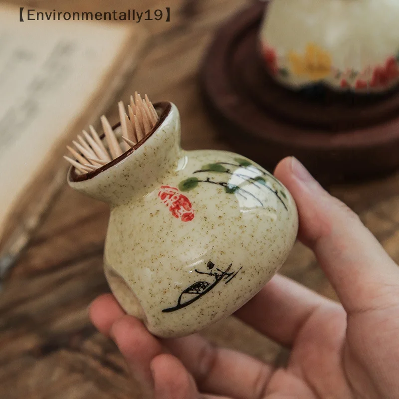 Japanische Keramik Zahnstocher Halter Obst Picks Container Jar Box Blume Vase Retro Kleine Vasen Dekor Zahnstocher Spender Box