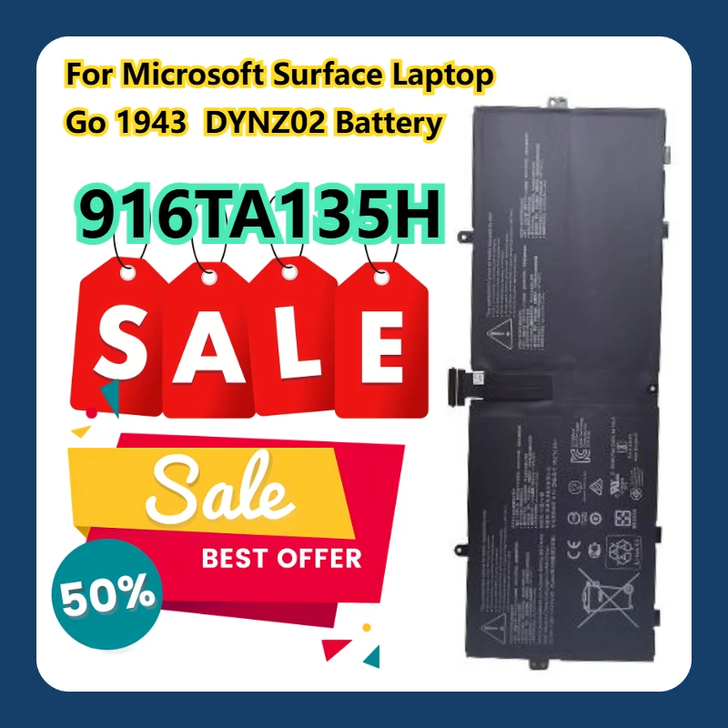 

For Microsoft Surface Laptop Go 1943 916TA135H DYNZ02 Battery