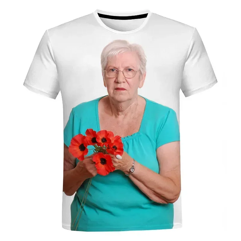 Estate creativa divertente signora leccare ghiacciolo rosso t-shirt stampata in 3D carina nonna