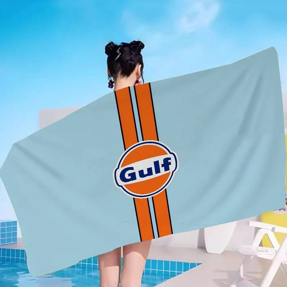 G-Gulf Racing Car Logo Microfiber Printed Beach Towel Mountain Climbing Yoga Beach Swimming Running Absorbent Soft Towel
