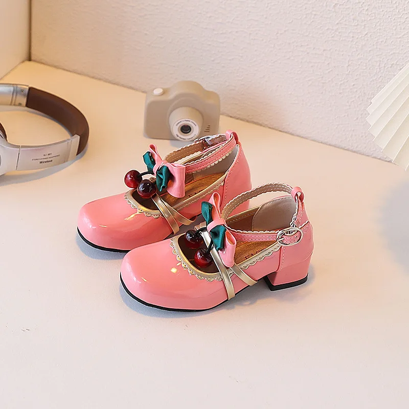 أطفال حذاء كاجوال أحذية من الجلد جولة تو الأحذية الجلدية الأميرة القوس الربيع أحذية للفتيات المضادة للانزلاق الوردي حذاء أحمر حجم 26-35