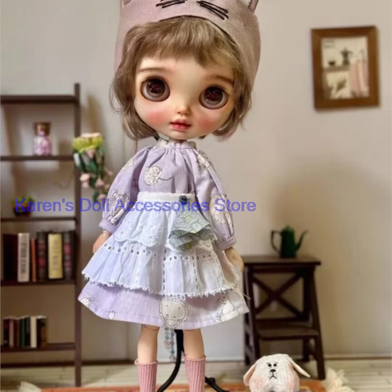 

4pcs kawaii Dress, apron, hat, socks for landoudou/Blythe(Fit for Lulu,ymy24,Ob22,24,26,zone, Jenny)