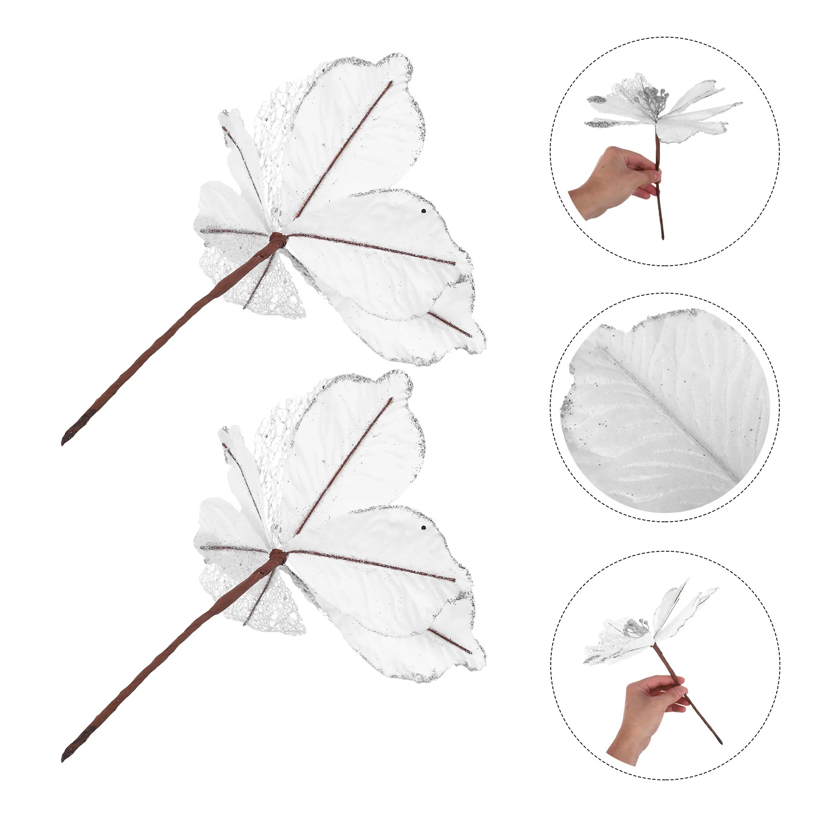 

6pcs Artificial Spruce Branches Christmas Tree Picks Glitter Faux Flowers For Holiday Home Decor Christmas Flowers Ornaments